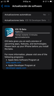 instalando beta IOS18